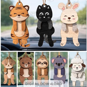 3D Hanging animal stress relief toys bundle, fidget toy laser cut files, wiggly car charm, cute animals svg, flexible ornament, aticulated