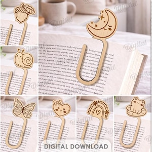 Bundel paperclipbladwijzers, bladwijzer lasergesneden bestanden, kinderen, kinderen, paginahouder svg, paperclip, cadeau boekenliefhebber, paginamarkering