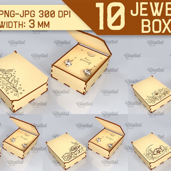 3D Earring gift boxes laser cut bundle, jewelry holder lasercut, earrings storage svg, trinkets box glowforge, box with lid svg, gift box