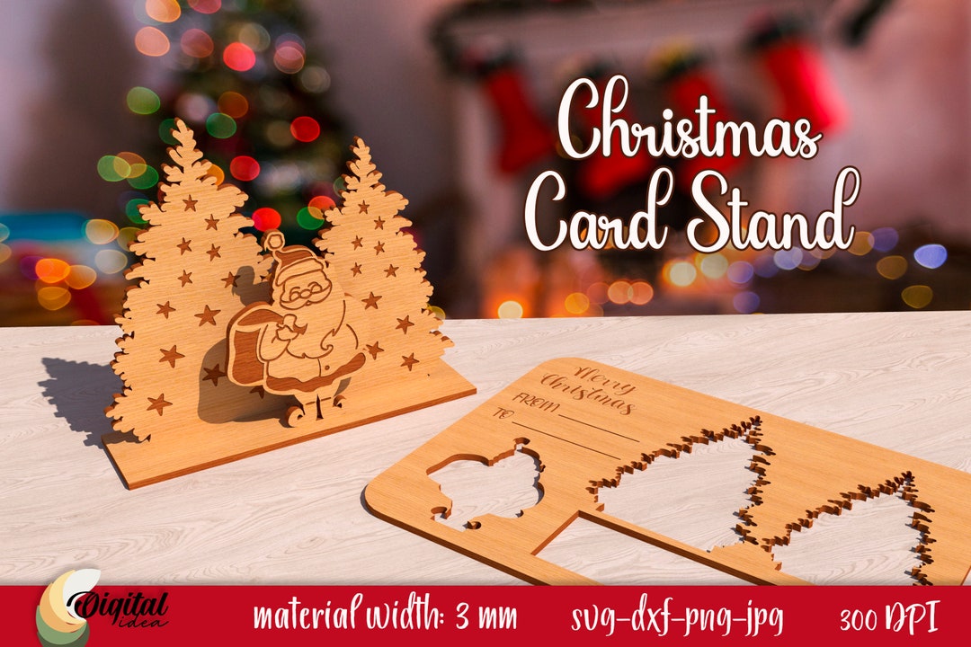 Lasercut Christmas Card Stand Santa Claus Christmas Pop up Etsy