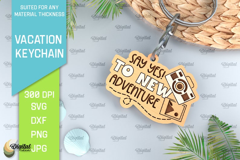 Vacation keychains bundle, summer keychain laser cut, engraved wooden key ring, summer quotes and sayings svg, traveling svg image 6