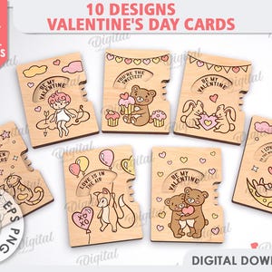 3D Valentine's day cards bundle, Valentine scroll card laser cut, cute wooden spinning ornament svg, love quotes, sliding statement card