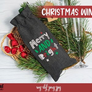 Christmas wine bag bundle SVG, Christmas wine quotes, wine sayings, funny wine quotes svg, wine gift bag svg, wine package, wine box svg image 4