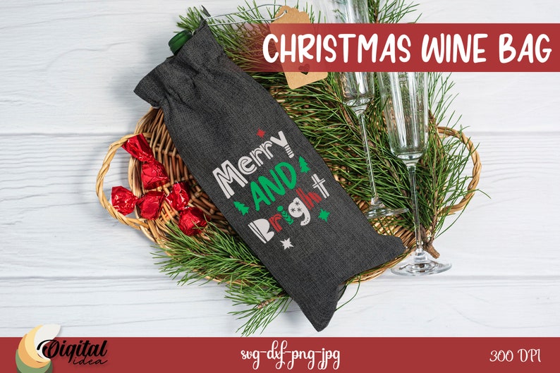Christmas wine bag bundle SVG, Christmas wine quotes, wine sayings, funny wine quotes svg, wine gift bag svg, wine package, wine box svg image 4