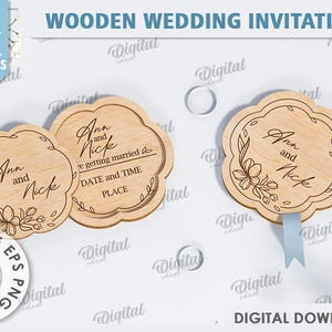3D Holz Hochzeitseinladung, rustikale Blumen Hochzeitskarte Laser geschnitten, Boho Einladungskarte, personalisiert, benutzerdefinierte Blumeneinladung svg