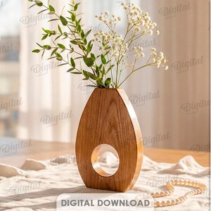 3D Blumenvasen Bundle, dekorative Vase Laser geschnitten Dateien, moderne Blumenhalter svg, Holz Wohnkultur, minimalistisch, Strauß Vase Bild 9