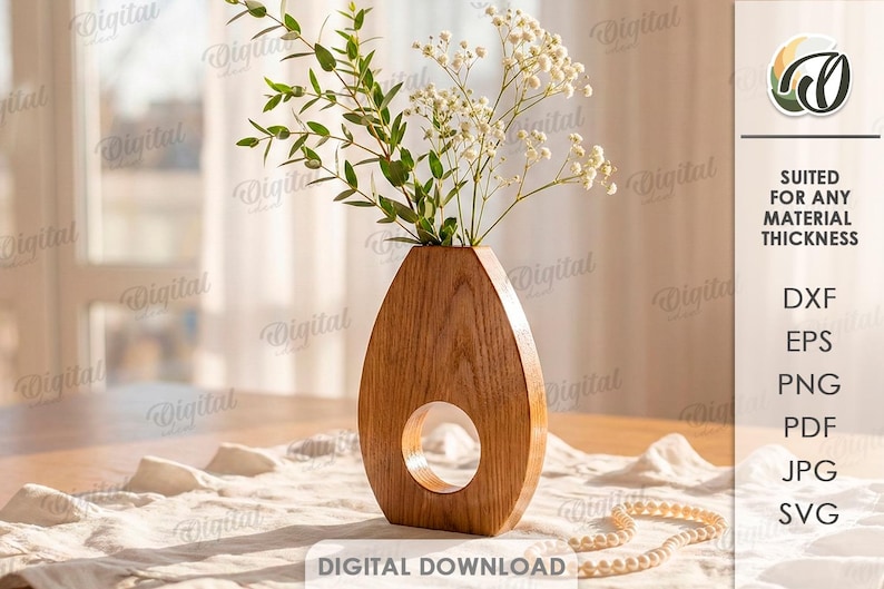 3D Blumenvasen Bundle, dekorative Vase Laser geschnitten Dateien, moderne Blumenhalter svg, Holz Wohnkultur, minimalistisch, Strauß Vase Bild 9