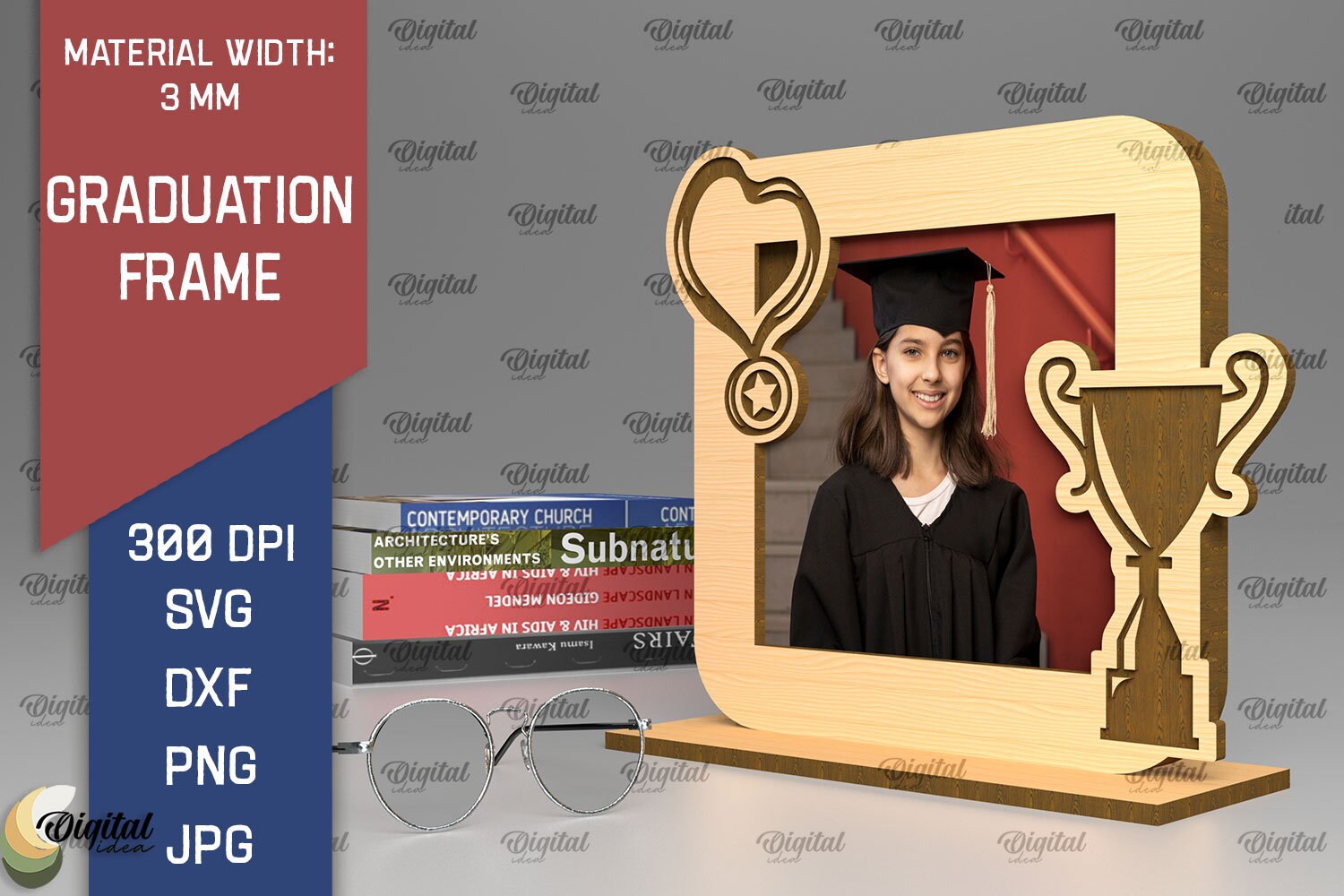 Triple Frame Graduation 3D Graduation Photo Frames Bundle, Graduate Picture Frame With Stand ...