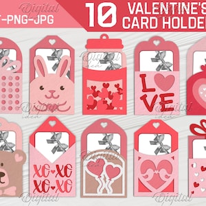 Paquete de etiquetas de titular de tarjeta de regalo del día de San Valentín, corte de papel en capas 3D, etiqueta de presente, titular de tarjeta, linda etiqueta de regalo, etiqueta de regalo de papel, amor svg