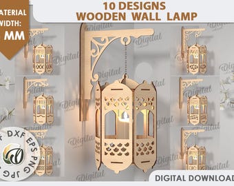 3D Decorative wall lamps bundle, candle holder on a wall bracket laser cut, wooden tea light candle lantern, hanging lantern svg,