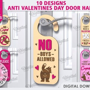 3D アンチバレンタイン ドアハンガー バンドル、アンチバレンタイン ドアノブ ハンガー タグ レーザーカット、アンチバレンタイン 引用 SVG、シングル皮肉 SVG