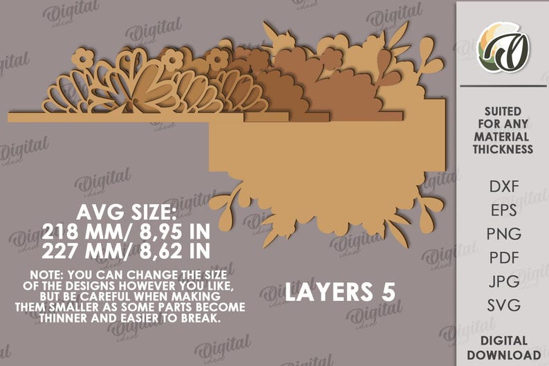 3D Custom Floral Wall Signs Bundle, Split Monogram Sign Laser Cut ...