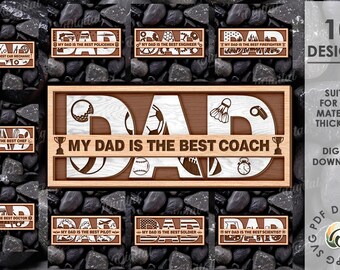 3D Personalized Father's day gifts bundle, dad layered shelf sitter laser cut, fathers day quotes svg, my dad is a firefighter stand
