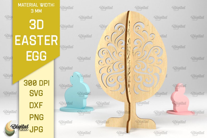 3D Easter egg stands bundle, 3D easter egg laser cut, floral easter egg svg, easter decor, free standing easter egg svg, home decor zdjęcie 6