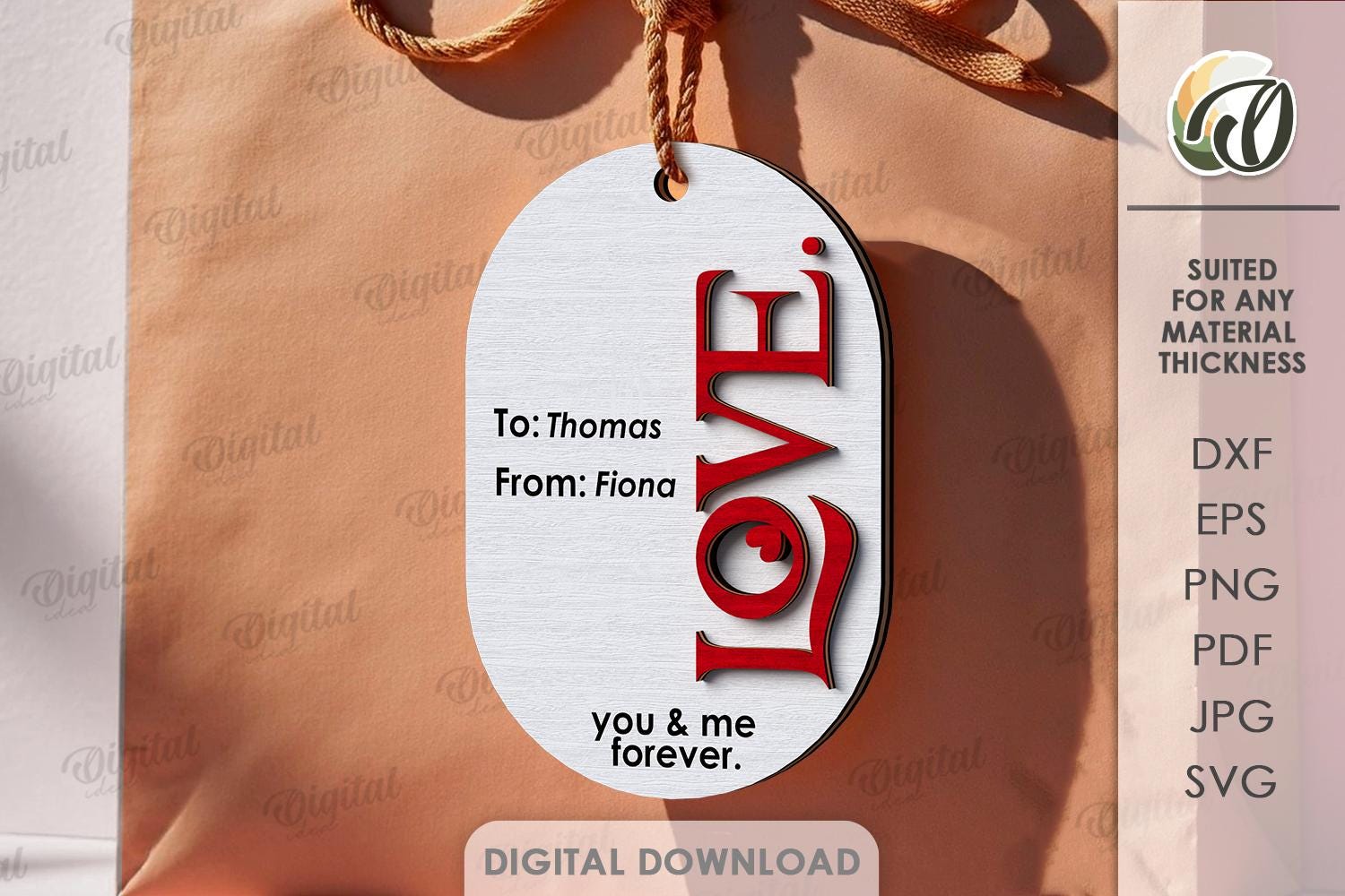 3D Valentine's Day Trendy Gift Tags Bundle, Modern Present Tag