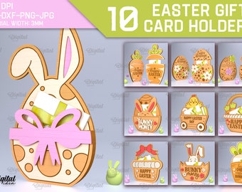 3D Easter gift card holders bundle, gift card holder lasercut, card holder box, Easter gift, Easter egg svg, Easter bunny svg, Happy Easter