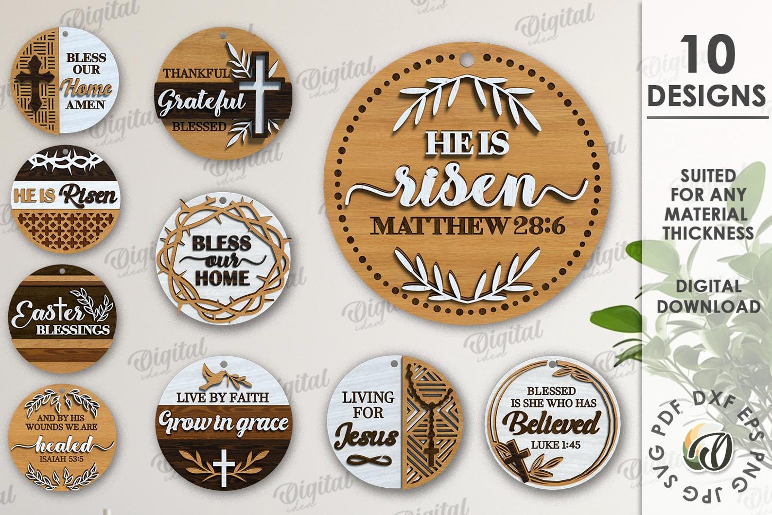 Christian Round Signs Bundle, Christian Door Hanger Svg, Hanging Sign ...