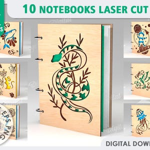 3D ノートブック カバー バンドル、ノートブック A5 バインダー レーザー カット、4 リング木製バインダー カバー、Glowforge ボヘミアン 彫刻ブック カバー、ジャーナル カバー SVG