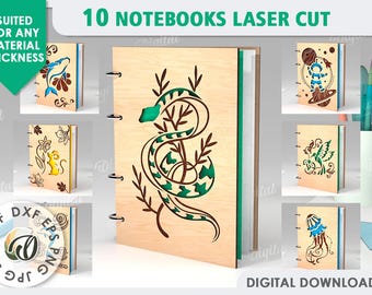 3D notebook covers bundle, Notebook A5 binder laser cut, 4 ring wooden binder cover, Glowforge boho engraved book cover, journal cover SVG