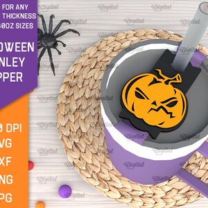 3D Halloween Stanley Cup-toppar paket, läskigt glaslock med laserskuret motiv, 940 och 1120 ml, Stanley-toppar pappersklipp, lager på lager glasetikett svg bild 8