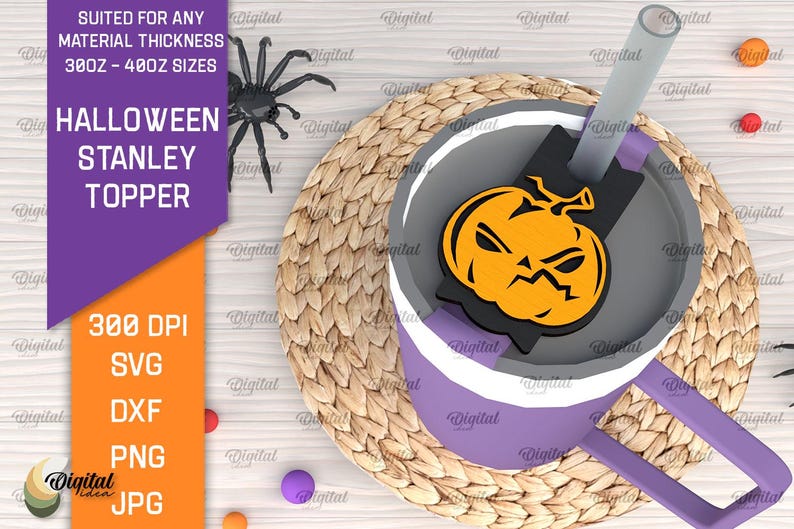 3D Halloween Stanley Cup-toppar paket, läskigt glaslock med laserskuret motiv, 940 och 1120 ml, Stanley-toppar pappersklipp, lager på lager glasetikett svg bild 8