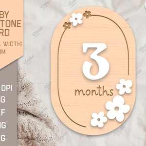 Baby Milestone Cards Laser Cut Bundle, 3D Layered Baby First Year Cards