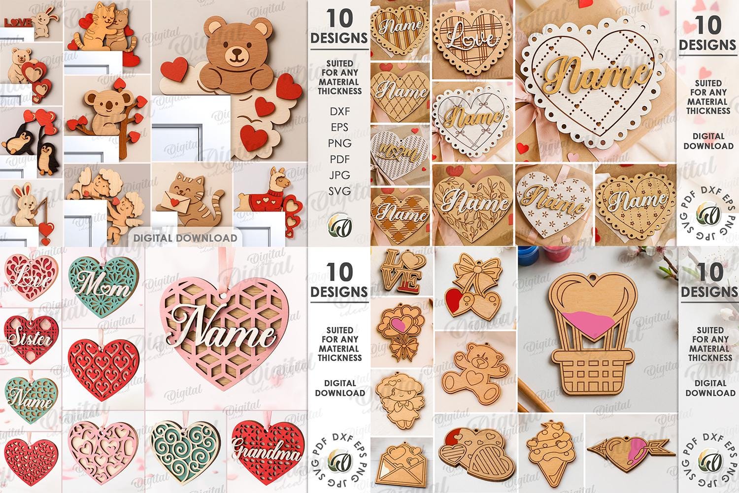 3D Valentine's Day Laser Cut Mega Bundle, 305 Valentine Designs ...