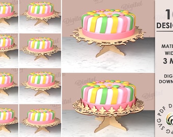 3D Cake stands bundle, cake holder laser cut, dessert display stand, kitchen decort, wooden decorative stand, birthday svg, wedding