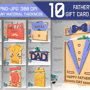 3D Vatertagsgeschenk Kartenhalter Bundle, Geschenkkartenhalter Lasercut, Kartenhalter Box, Papa Geschenk, glücklicher Vatertag svg, Vatertagsgeschenke