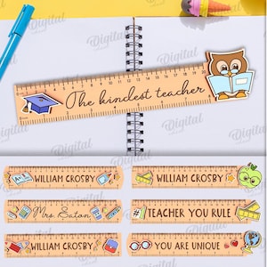 School rulers bundle, wooden childrens ruler laser cut, school ruler template, inches and centimeters, personalized svg, teachers gift svg