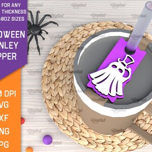 3D Halloween Stanley Cup-toppar paket, läskigt glaslock med laserskuret motiv, 940 och 1120 ml, Stanley-toppar pappersklipp, lager på lager glasetikett svg bild 4