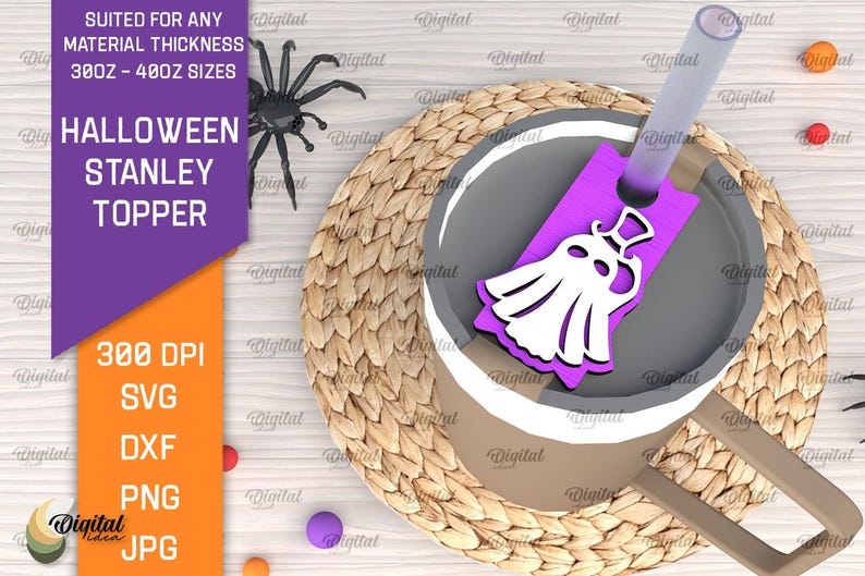 3D Halloween Stanley Cup-toppar paket, läskigt glaslock med laserskuret motiv, 940 och 1120 ml, Stanley-toppar pappersklipp, lager på lager glasetikett svg bild 4