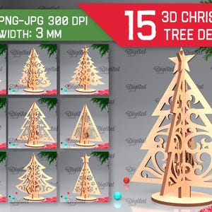 Puede incluir: Quince diseños de árboles de Navidad 3D para corte por láser. Los árboles son intrincados y detallados, con una variedad de patrones y estilos. Los diseños son perfectos para crear decoraciones navideñas únicas y personalizadas.