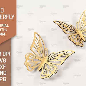 3D Butterfly, decorative butterfly laser cut, wooden interlocking butterfly, home decor, kids toy svg, garden decoration, standing butterfly