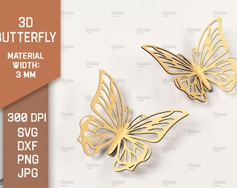 Farfalla 3D, farfalla decorativa tagliata al laser, farfalla ad incastro in legno, arredamento per la casa, giocattolo per bambini svg, decorazione da giardino, farfalla in piedi