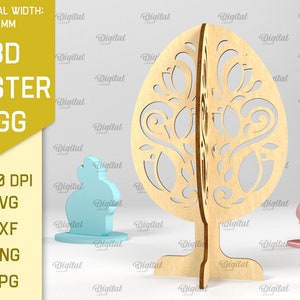 3D Easter egg stands bundle, 3D easter egg laser cut, floral easter egg svg, easter decor, free standing easter egg svg, home decor zdjęcie 3
