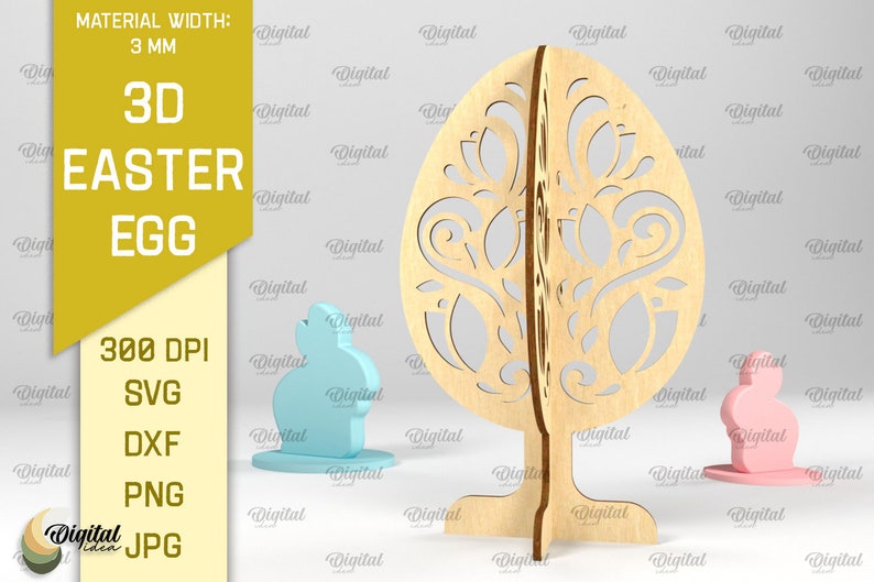 3D Easter egg stands bundle, 3D easter egg laser cut, floral easter egg svg, easter decor, free standing easter egg svg, home decor zdjęcie 3