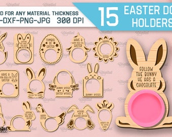 Easter play doh holders bundle, PlayDoh holder laser cut, Kids Easter card, play-doh lasercut svg, Happy Easter svg, Easter bunny svg