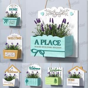 3D-welkomstborden met bundel bloemenhouder, rustieke bloembak lasercut, welkomstbord svg, houten bloemenmand, huiscitaten, boerderijdecor