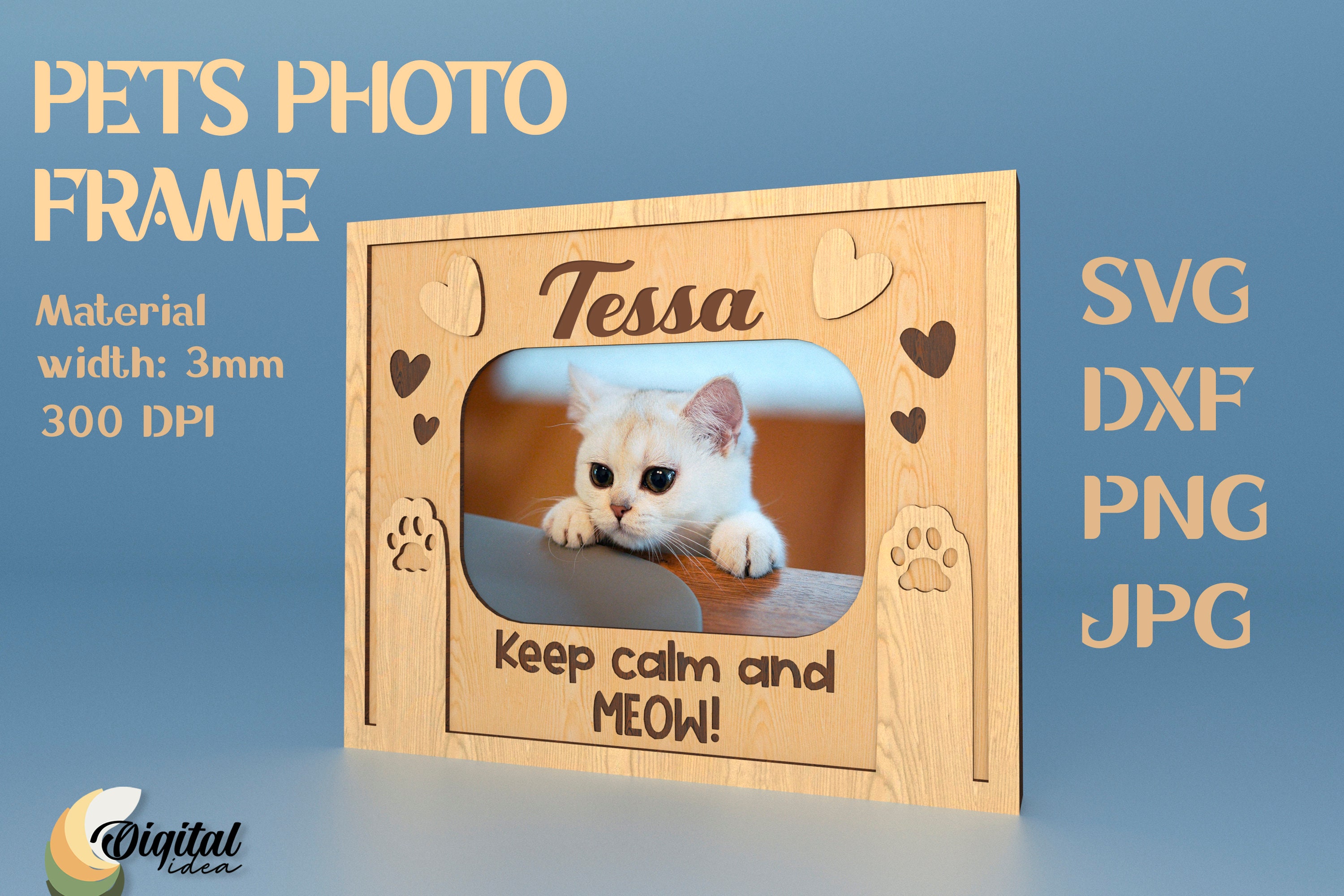 Pets Writing Frame Pets Photo Frame Laser Cut Bundle, Cats and Dogs Frames Bundle, 3d ...