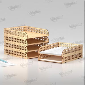 3D Stapelbare Papierhalter, Papierhalter Laser Schnitt, Holz Aktenhalter, Aufbewahrung von Dateien, Aufbewahrung von Dateien, Schreibtisch Organizer Holz