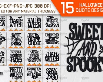 Halloween wall signs bundle, wooden Halloween wall art laser cut, Halloween quotes and sayings, scary wooden wall art svg, spooky hanger svg