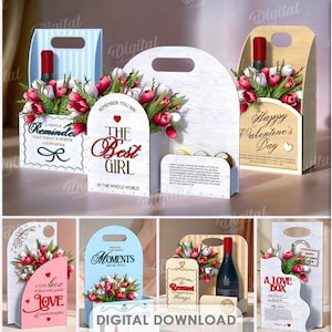 May include: A selection of 10 laser-cut designs for gifts and special occasions, featuring floral arrangements and text like "Happy Valentine's Day" and "The Best Girl". The material width is 3 mm. Designs include a wine bottle holder.