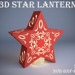 3D Star shaped lantern, Papercut lantern template, Star lamp SVG, 3D paper cut, Nightlamp, Boho, Home decor, lightbox SVG