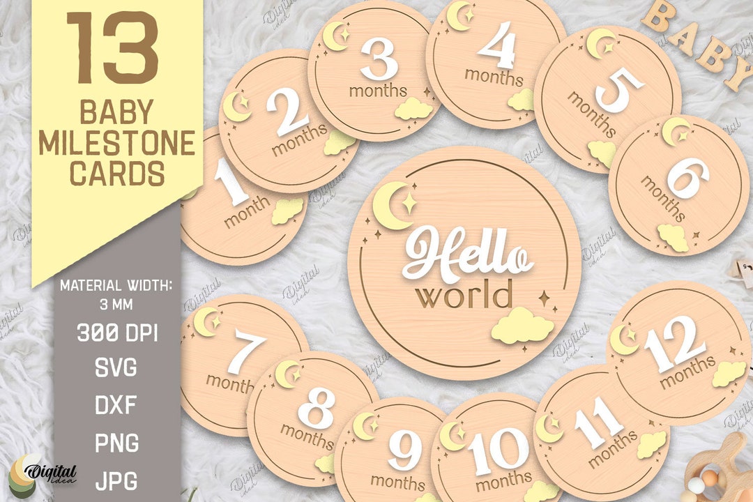 Newborn Milestone Cards Laser Cut Bundle 3D Layered Baby - Etsy
