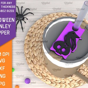 3D Halloween Stanley Cup-toppar paket, läskigt glaslock med laserskuret motiv, 940 och 1120 ml, Stanley-toppar pappersklipp, lager på lager glasetikett svg bild 6