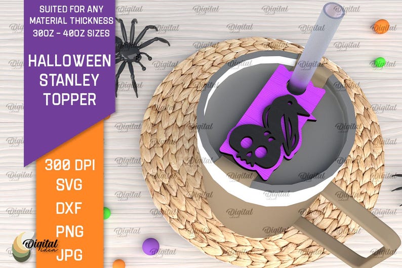 3D Halloween Stanley Cup-toppar paket, läskigt glaslock med laserskuret motiv, 940 och 1120 ml, Stanley-toppar pappersklipp, lager på lager glasetikett svg bild 6