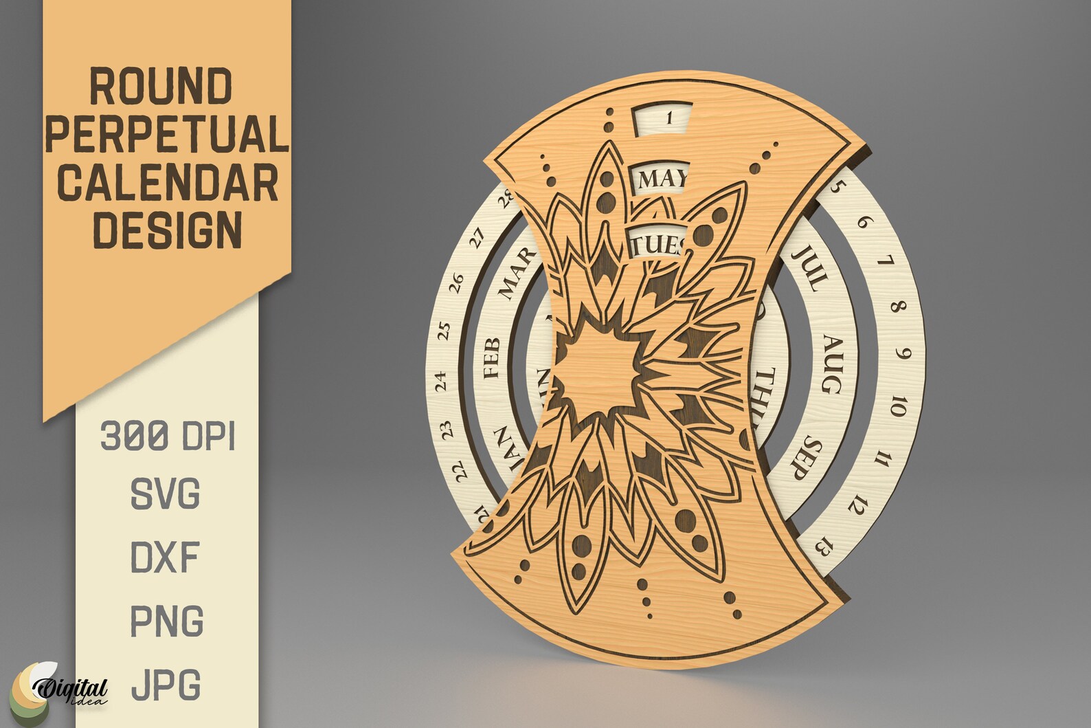 Round Perpetual Calendar Bundle, 3D Calendar Lasercut, Eternal Calendar ...