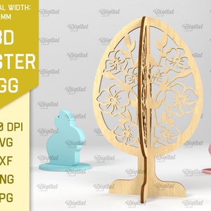 3D Easter egg stands bundle, 3D easter egg laser cut, floral easter egg svg, easter decor, free standing easter egg svg, home decor zdjęcie 9