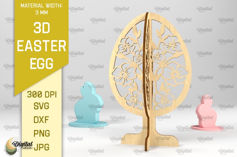 3D Easter egg stands bundle, 3D easter egg laser cut, floral easter egg svg, easter decor, free standing easter egg svg, home decor zdjęcie 9